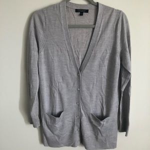 Light grey long merino cardigan